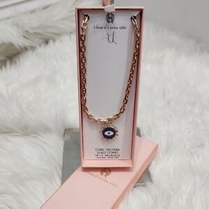 💙🔹House of Harlow 🔹1960 Gold Necklace with Blue Evil Eye Pendant